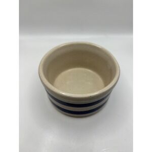 VTG Robinson Ransbottom Stoneware Custard Cup Ramekin Blue Striped 5oz #303